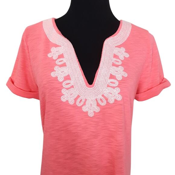 Lilly Pulitzer Maisy T Shirt Dress Coral Shift Mini Dress Womens M Resort Summer - Picture 3 of 8